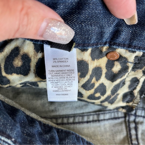 EUC! EXPRESS Embellished Sequin Beaded Raw Hem Cut Off Dark Blue Shorts Size 2 - Picture 5 of 8